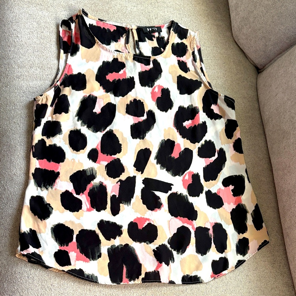 DKNY Multicolor Sleeveless Leopard Print Blouse